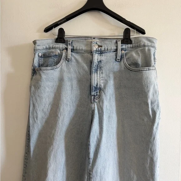 Madewell Lightwash Blue Denim Superwide-Leg Jeans size 33 EUC - Picture 4 of 9